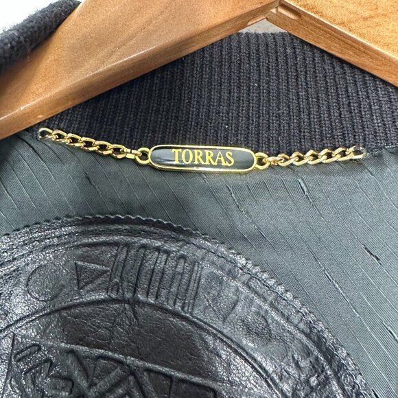 Torras Suede Leather Jacket Size 38 Black Button up Wool - Picture 12 of 16